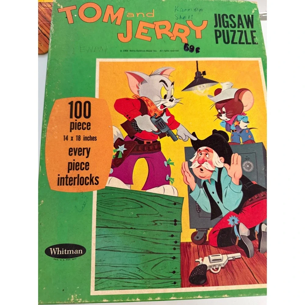 Vintage 1969 Tom and Jerry Jigsaw Puzzle Whitman 100 Piece Cowboy Western 4610